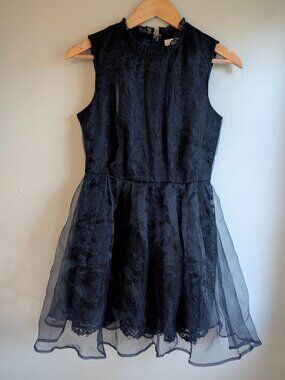 Liz Lisa XS Navy Blue Lace & Tulle Chiffon Party Dress
